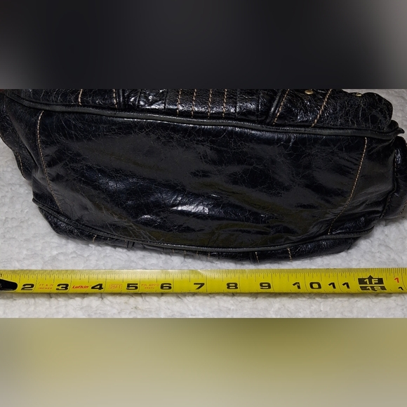 Juicy Couture Black Leather Satchel Bag Crown Lock Y2K Shoulder Bag Cowhide - Picture 2 of 9